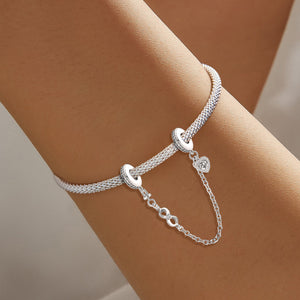Infinity Heart Safety Chain (with Rubber Ring) | Black and White Zirconia