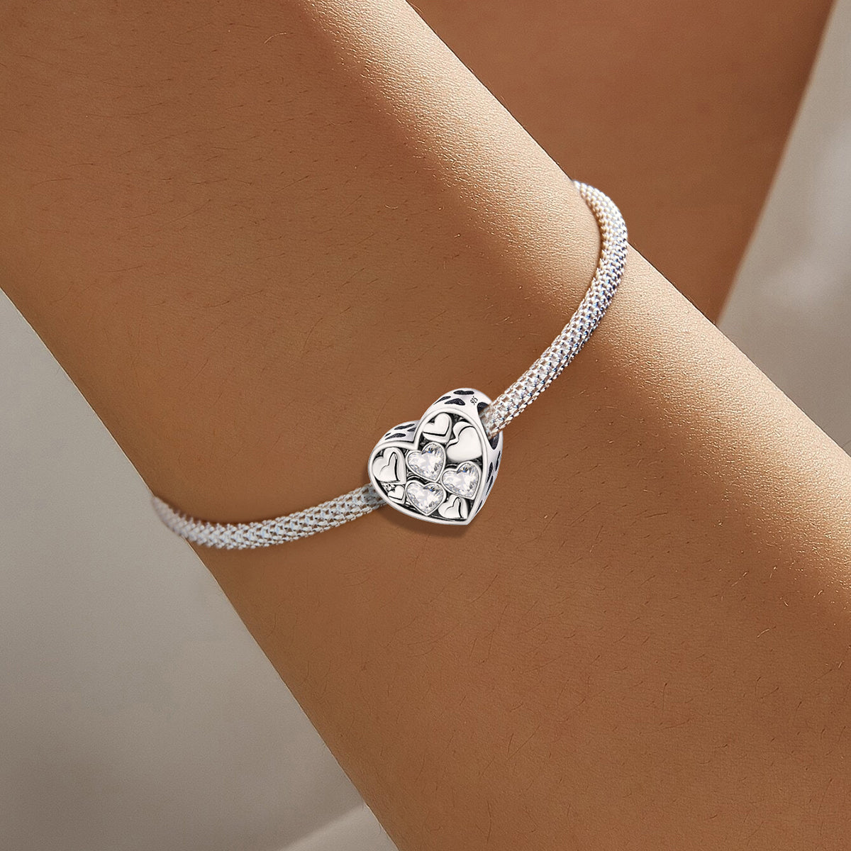 925 Sterling silver heart  charm bead