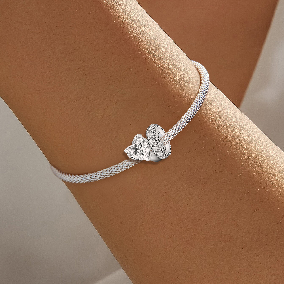 925 Sterling silver heart  charm bead