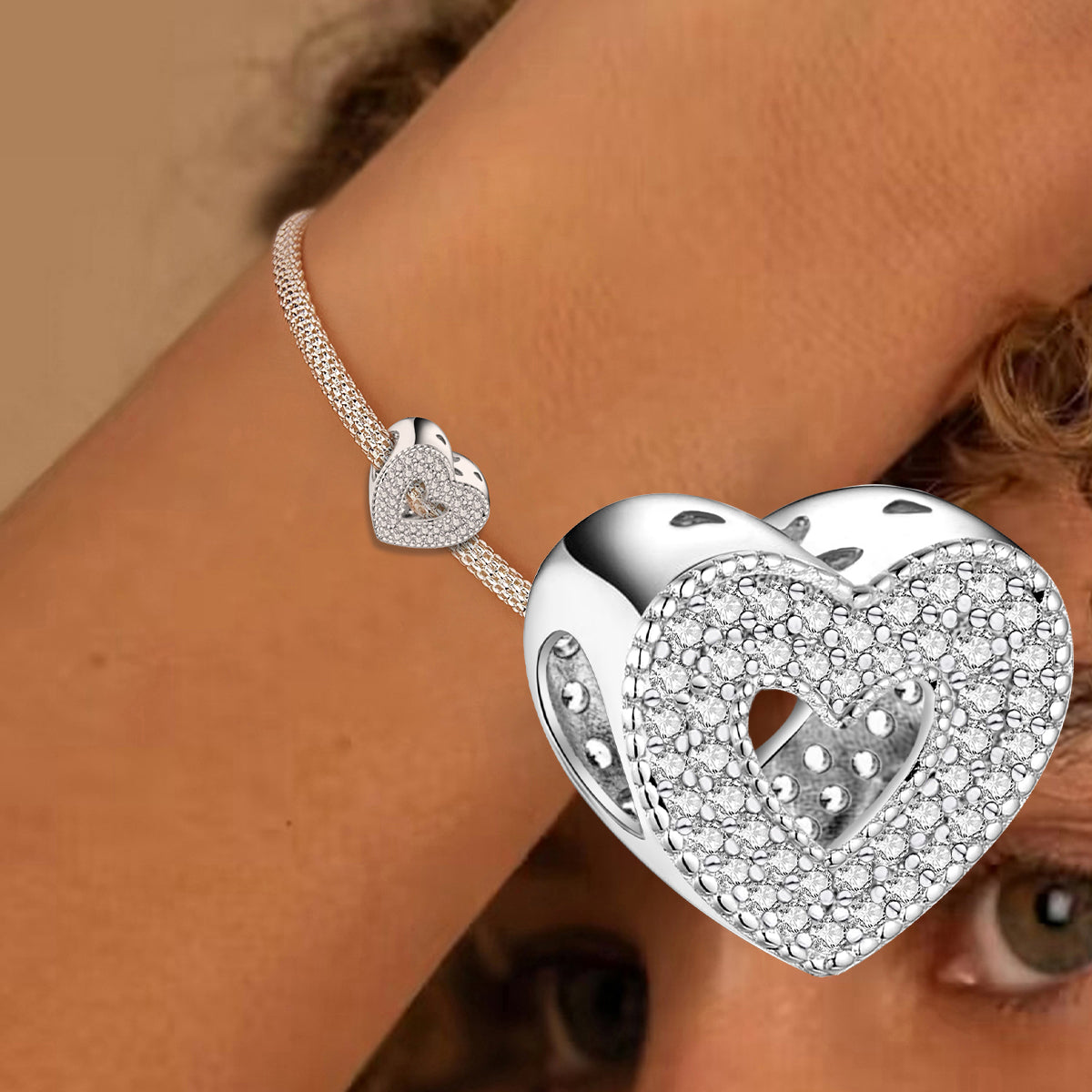925 Sterling silver heart  charm bead