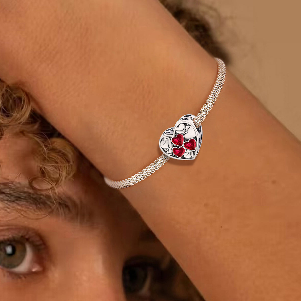 925 Sterling silver heart  charm bead