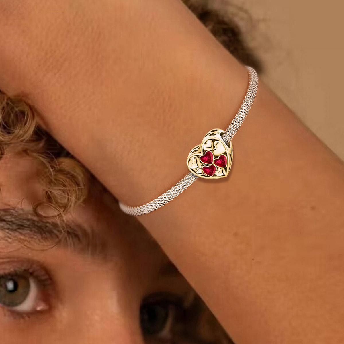 925 Sterling silver heart  charm bead