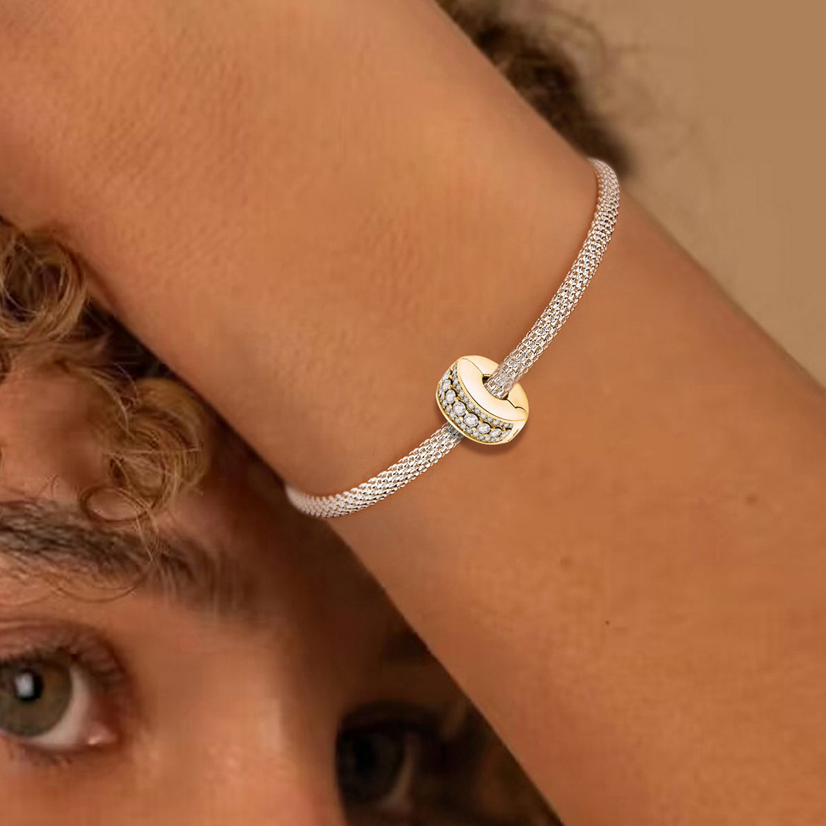 925 Sterling silver round  charm bead