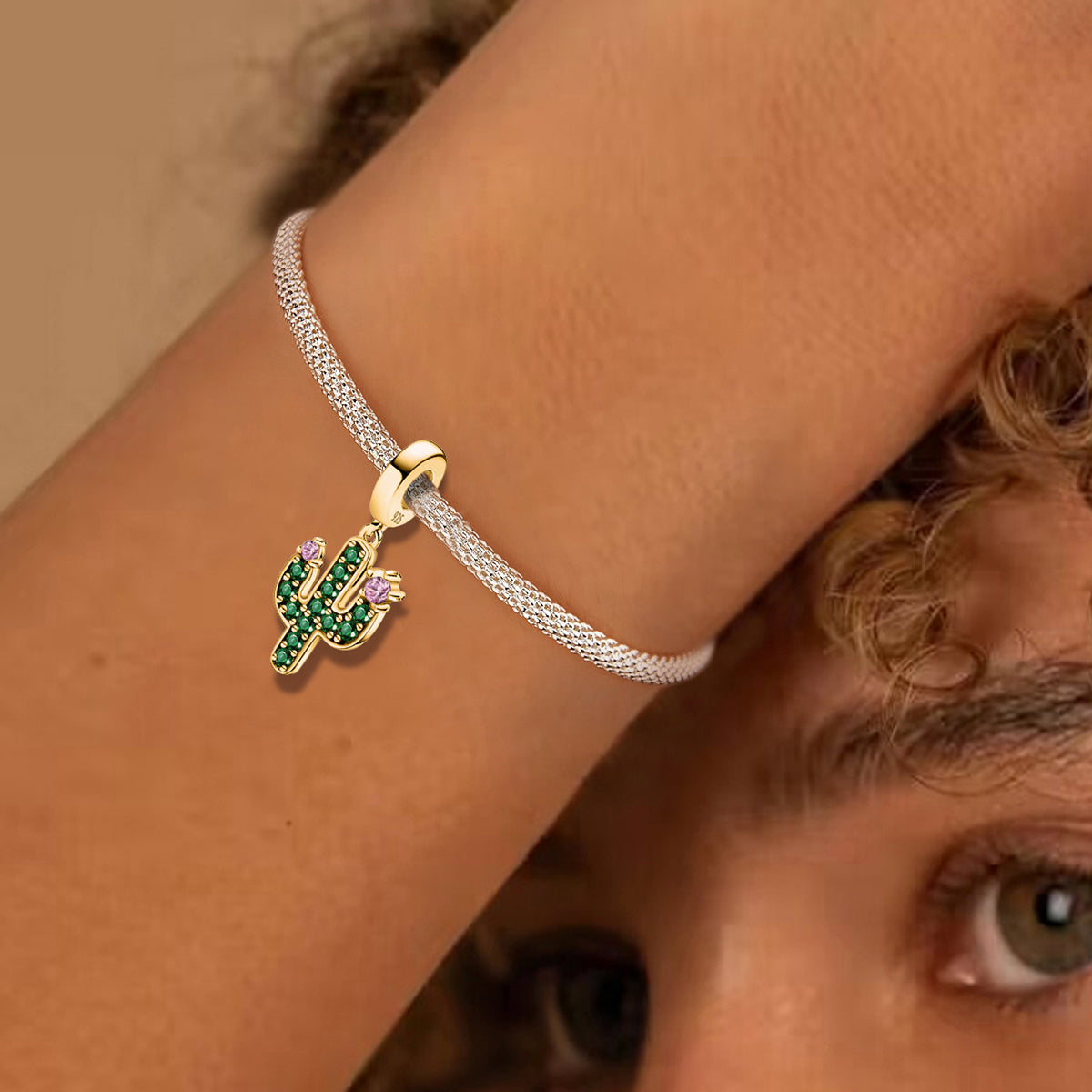 925 Sterling silver cactus bead