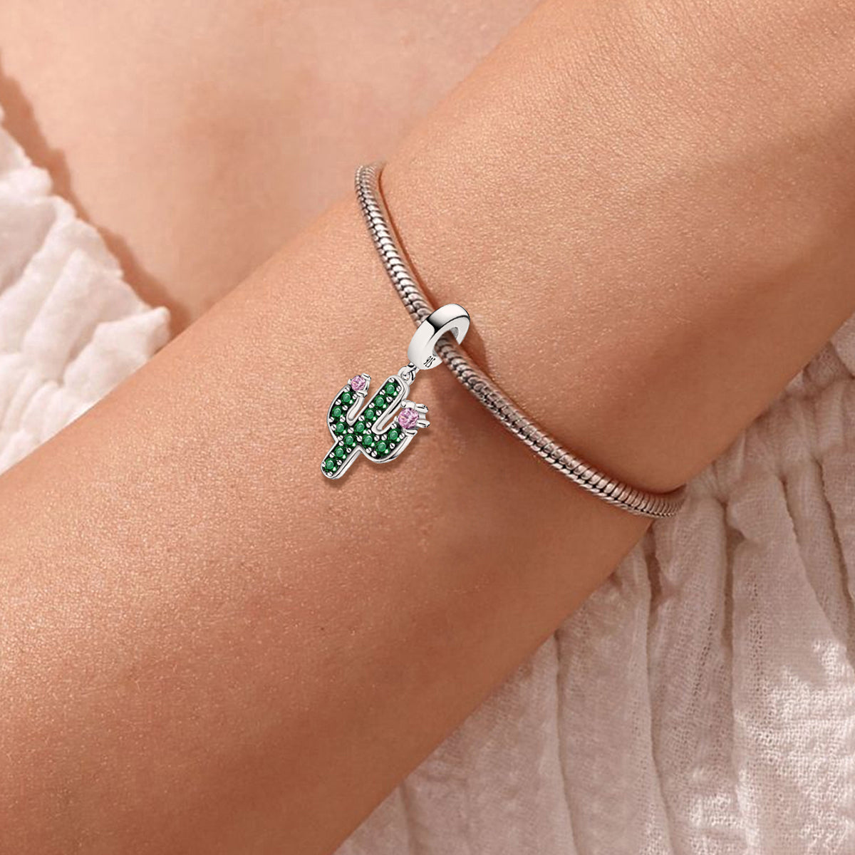 925 Sterling silver cactus bead