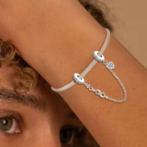 Infinity Heart Safety Chain (with Rubber Ring) | Black and White Zirconia