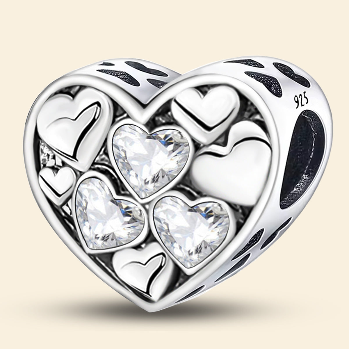 925 Sterling silver heart  charm bead