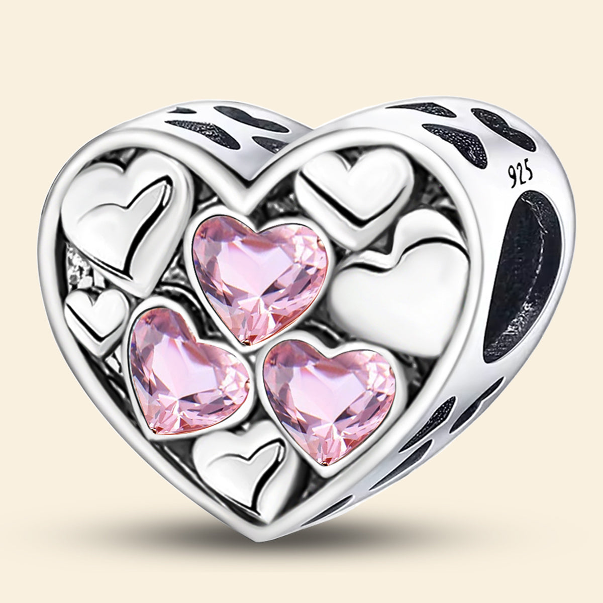 925 Sterling silver heart  charm bead