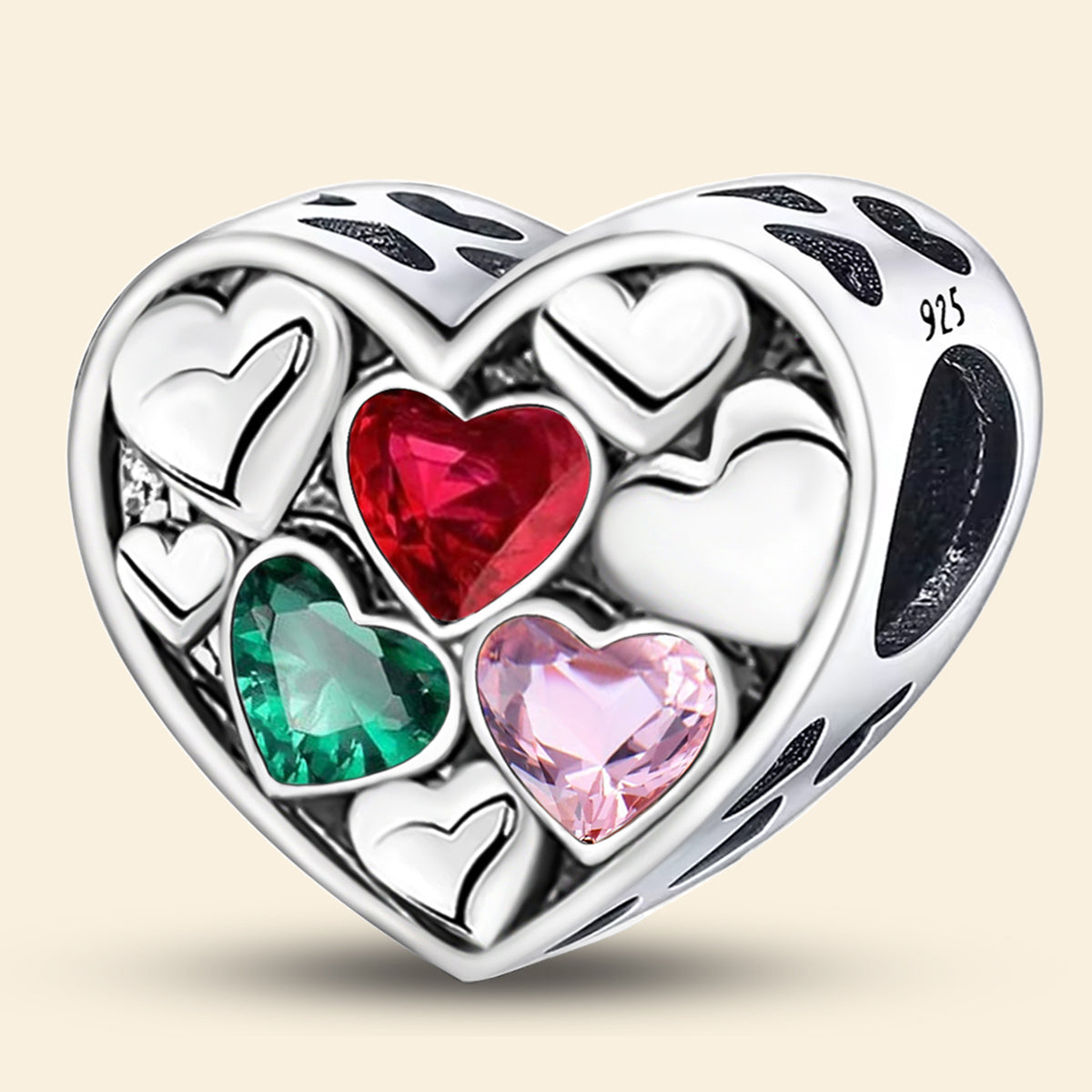 925 Sterling silver heart  charm bead