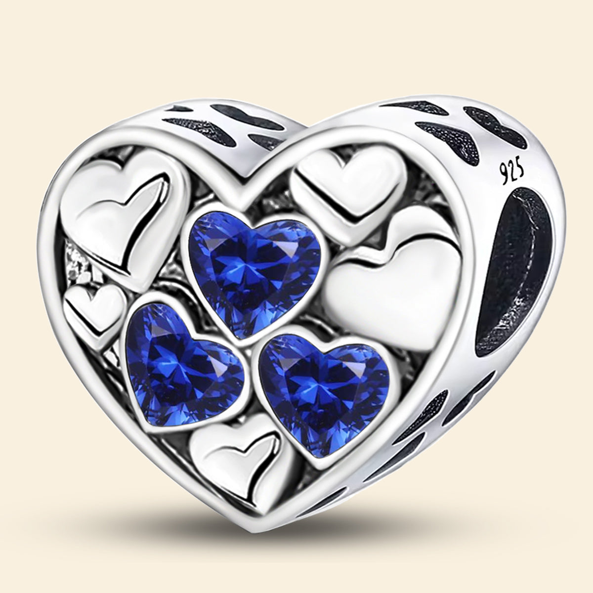 925 Sterling silver heart  charm bead