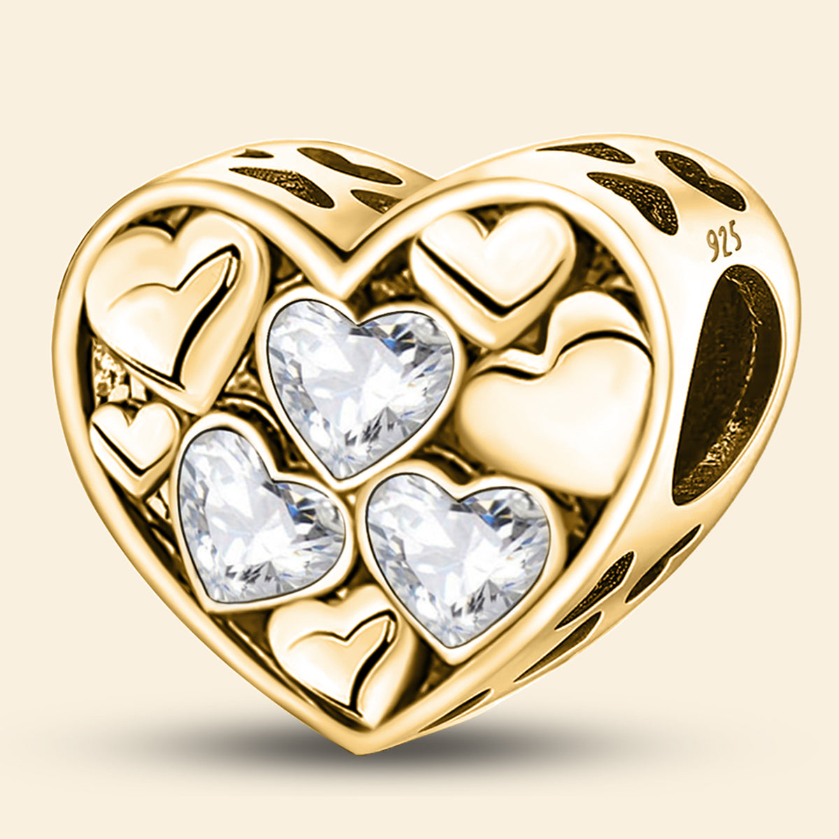 925 Sterling silver heart  charm bead