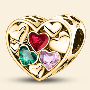 Heart-to-Heart Beads | Gold Base + Colored Zirconia