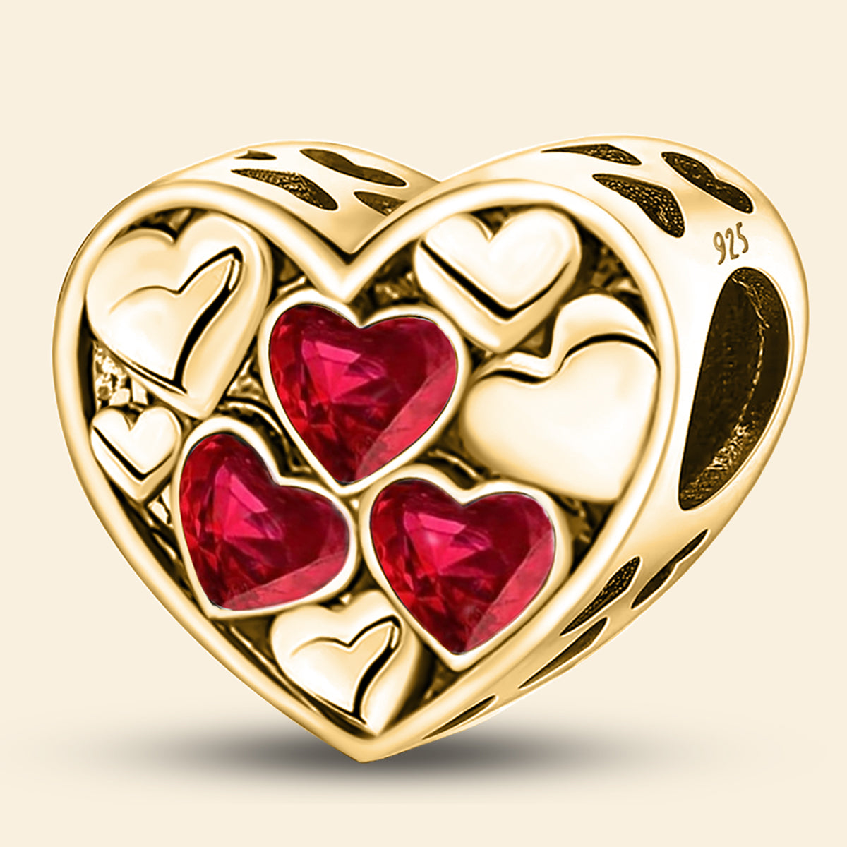 925 Sterling silver heart  charm bead