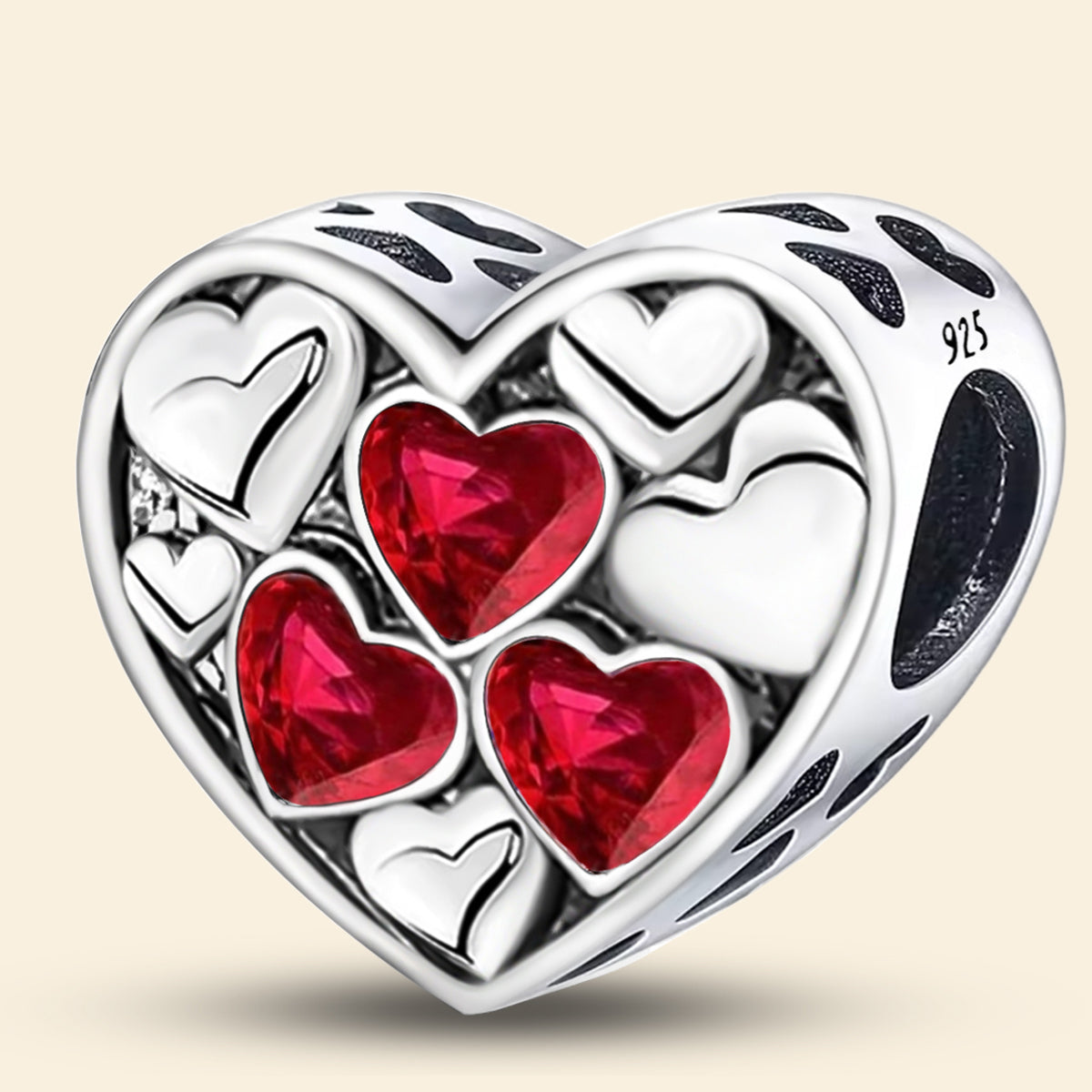 925 Sterling silver heart  charm bead