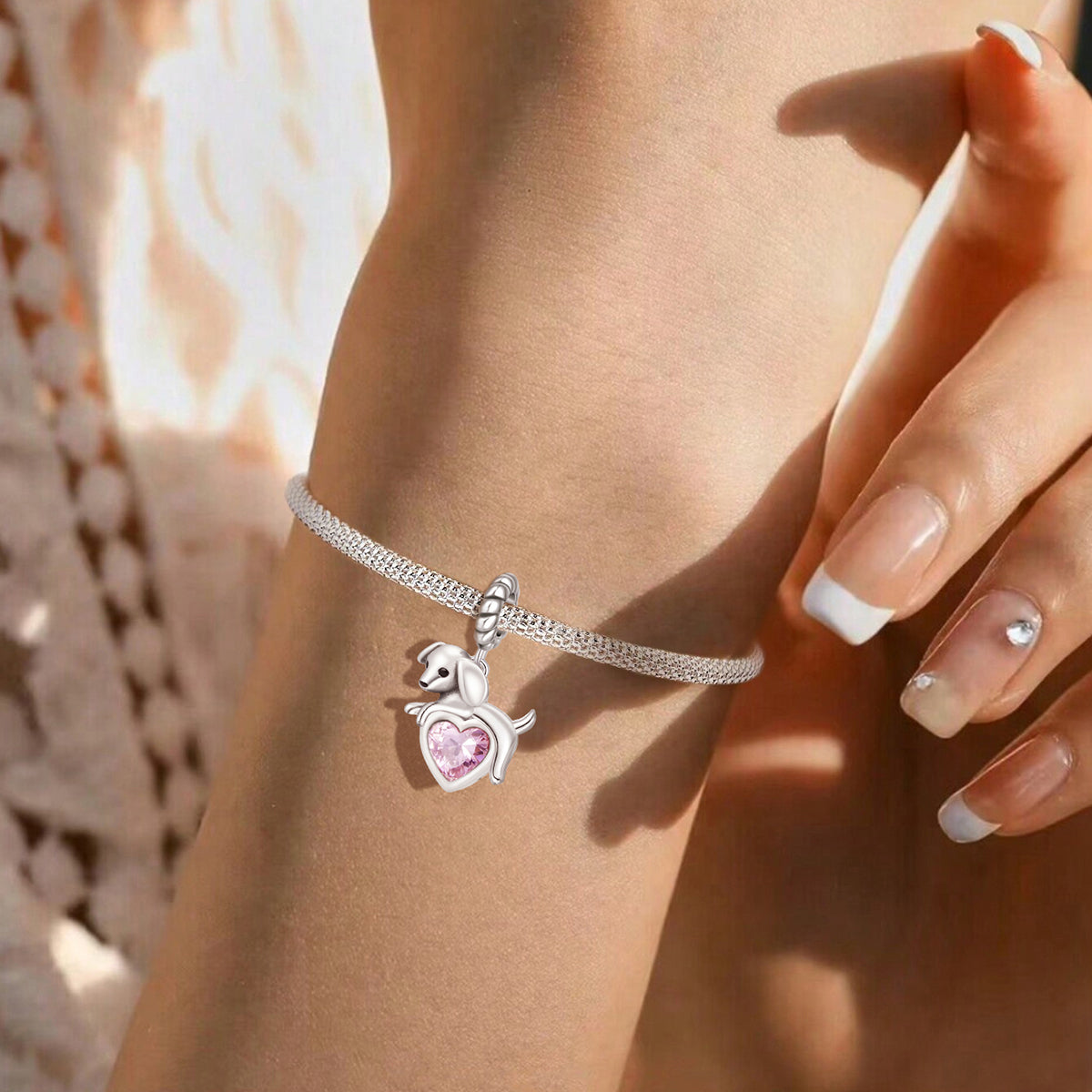 925 Sterling silver dog bead