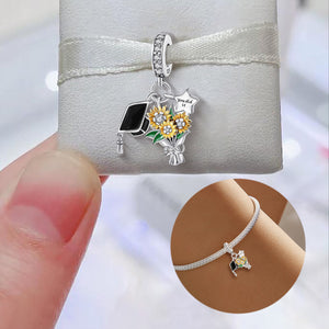 925 Sterling silver sunflower charm bead