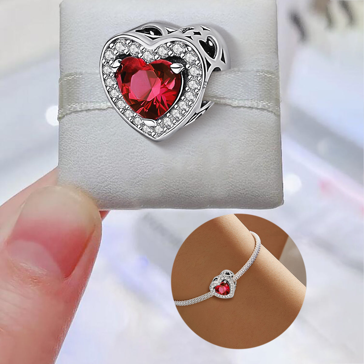 925 Sterling silver heart charm bead