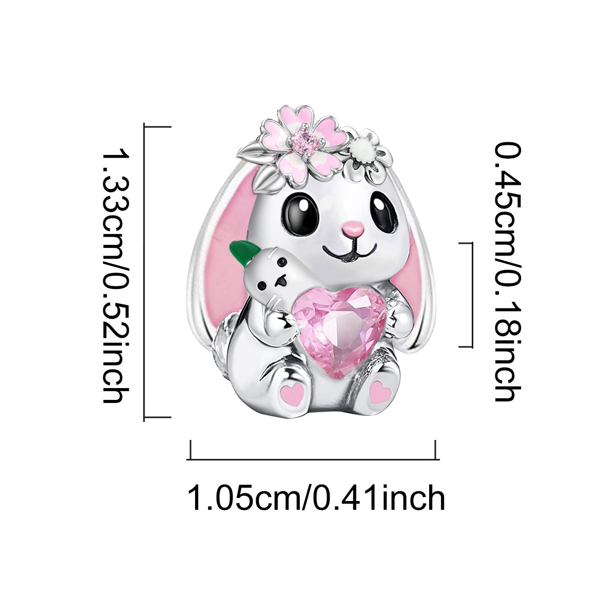 925 Sterling silver rabbit charm bead