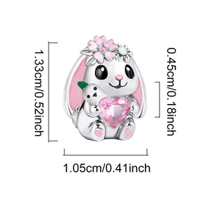 **Rabbit Beads | Black Foam Base + Pink Zirconia | Cute Design**