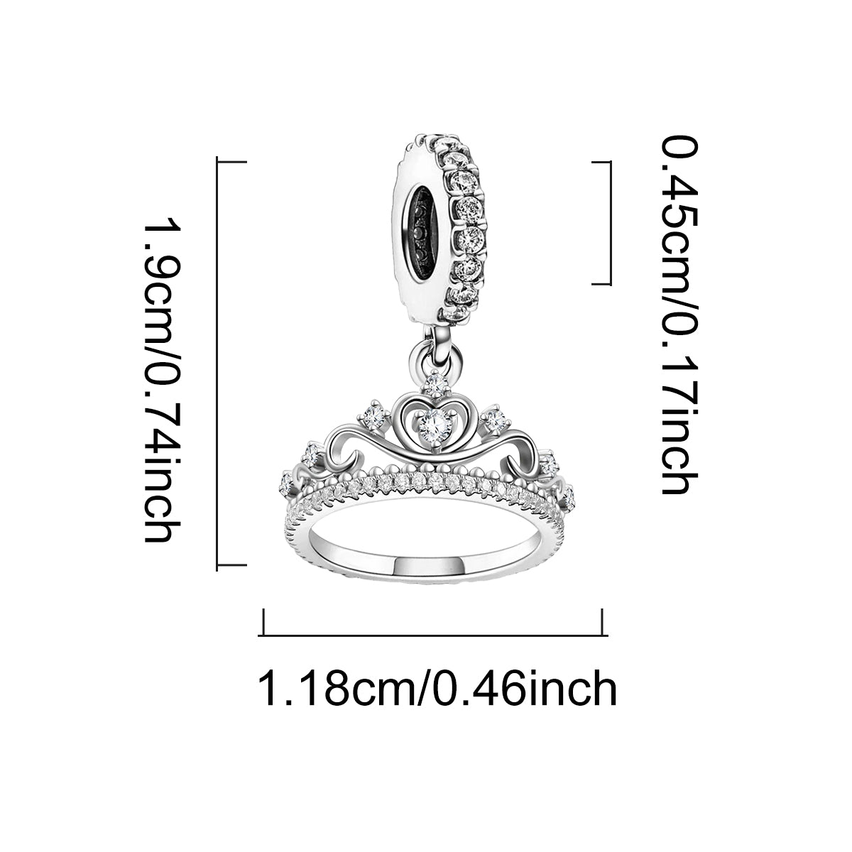 925 Sterling silver crown charm bead