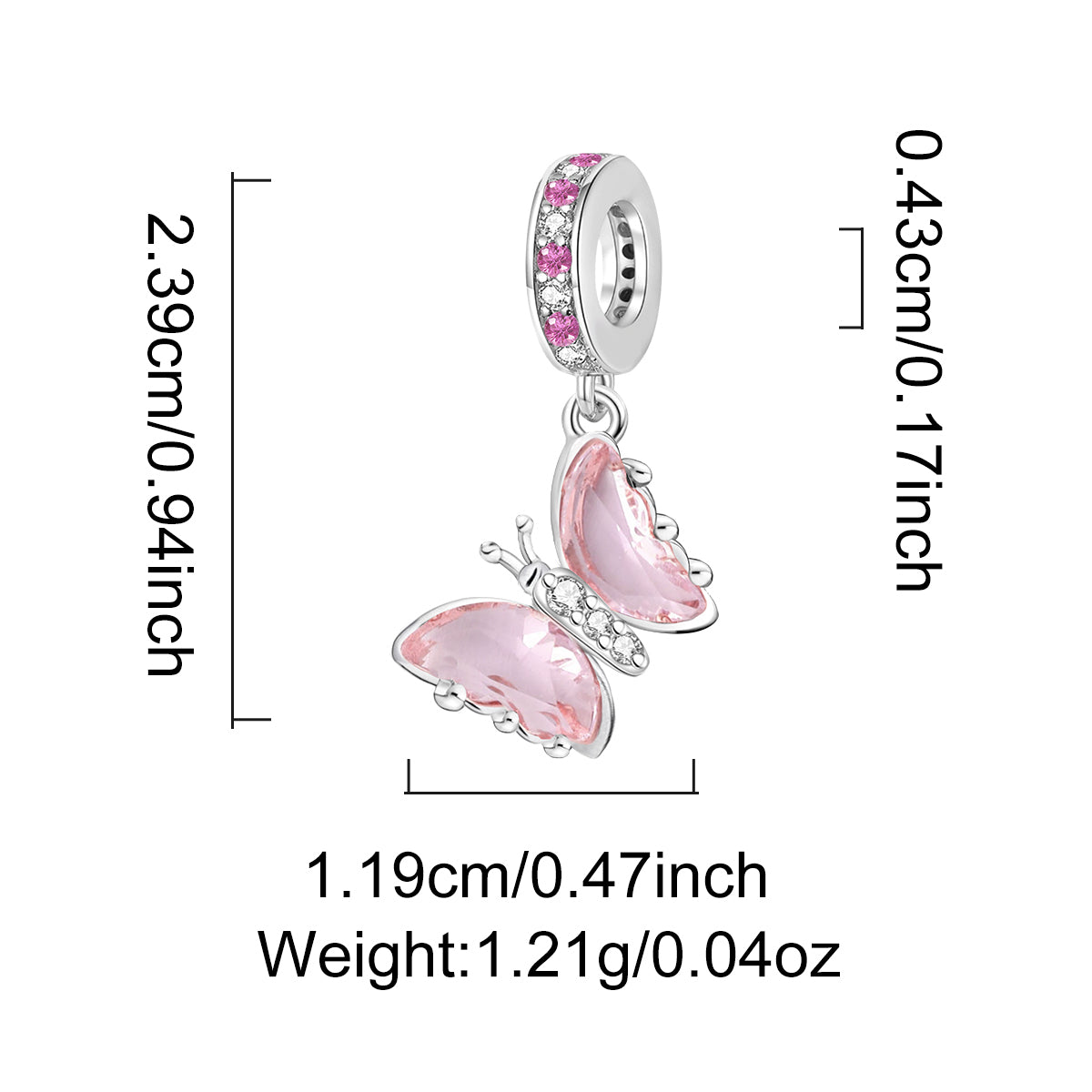 925 Sterling silver butterfly charm bead