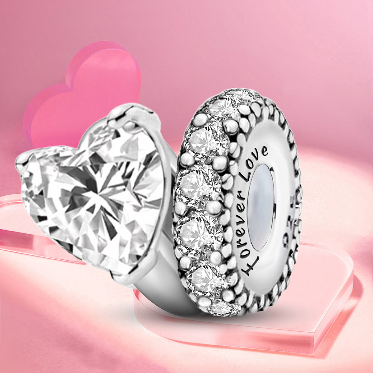925 Sterling silver heart  charm bead