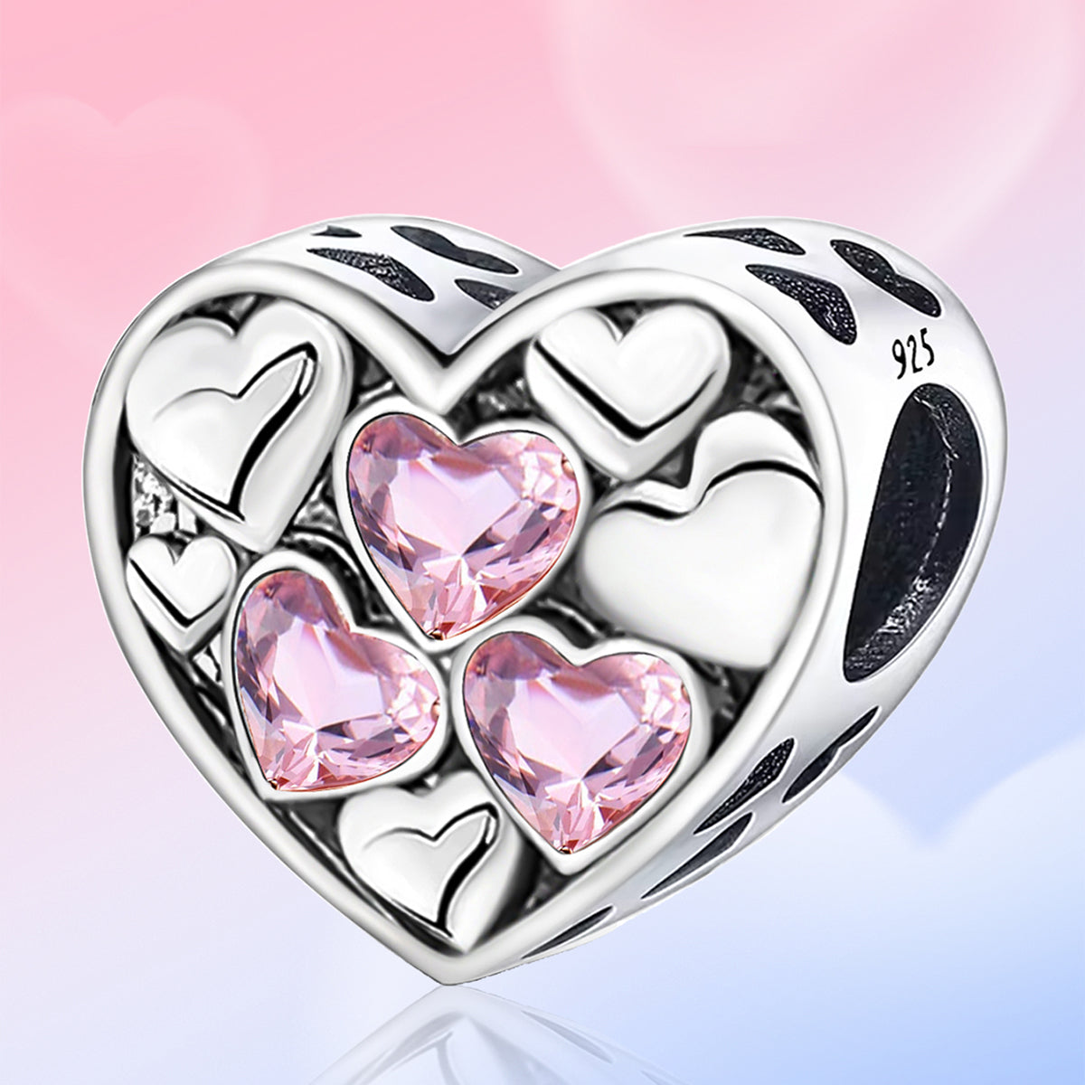 925 Sterling silver heart  charm bead