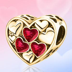 Heart-to-Heart Beads | Electroplated Gold + Dark Garnet Zircon