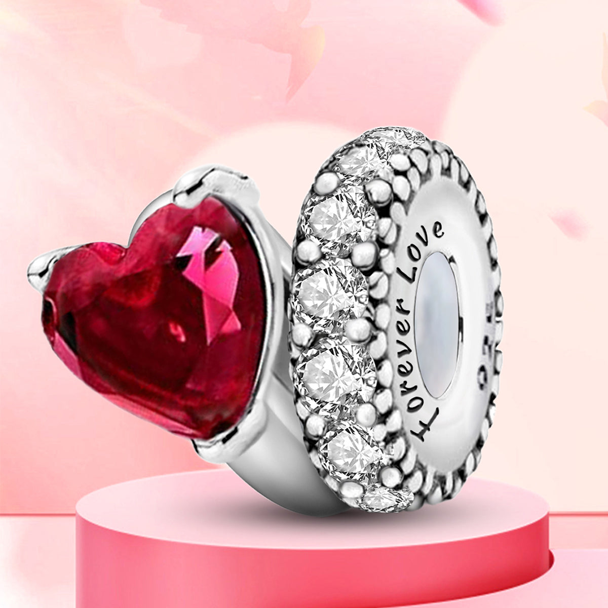 925 Sterling silver heart  charm bead