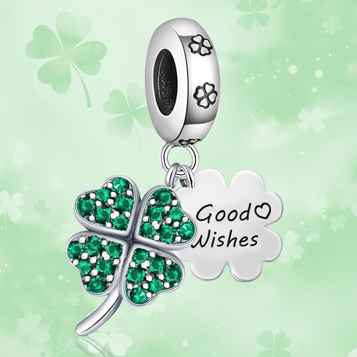 925 Sterling silver four-leaf clover charm bead