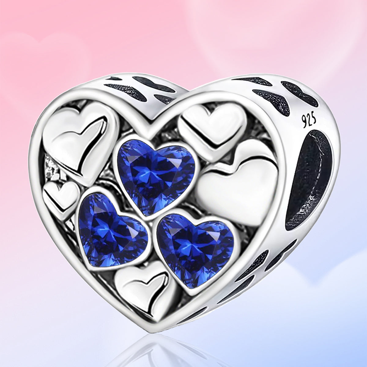 925 Sterling silver heart  charm bead