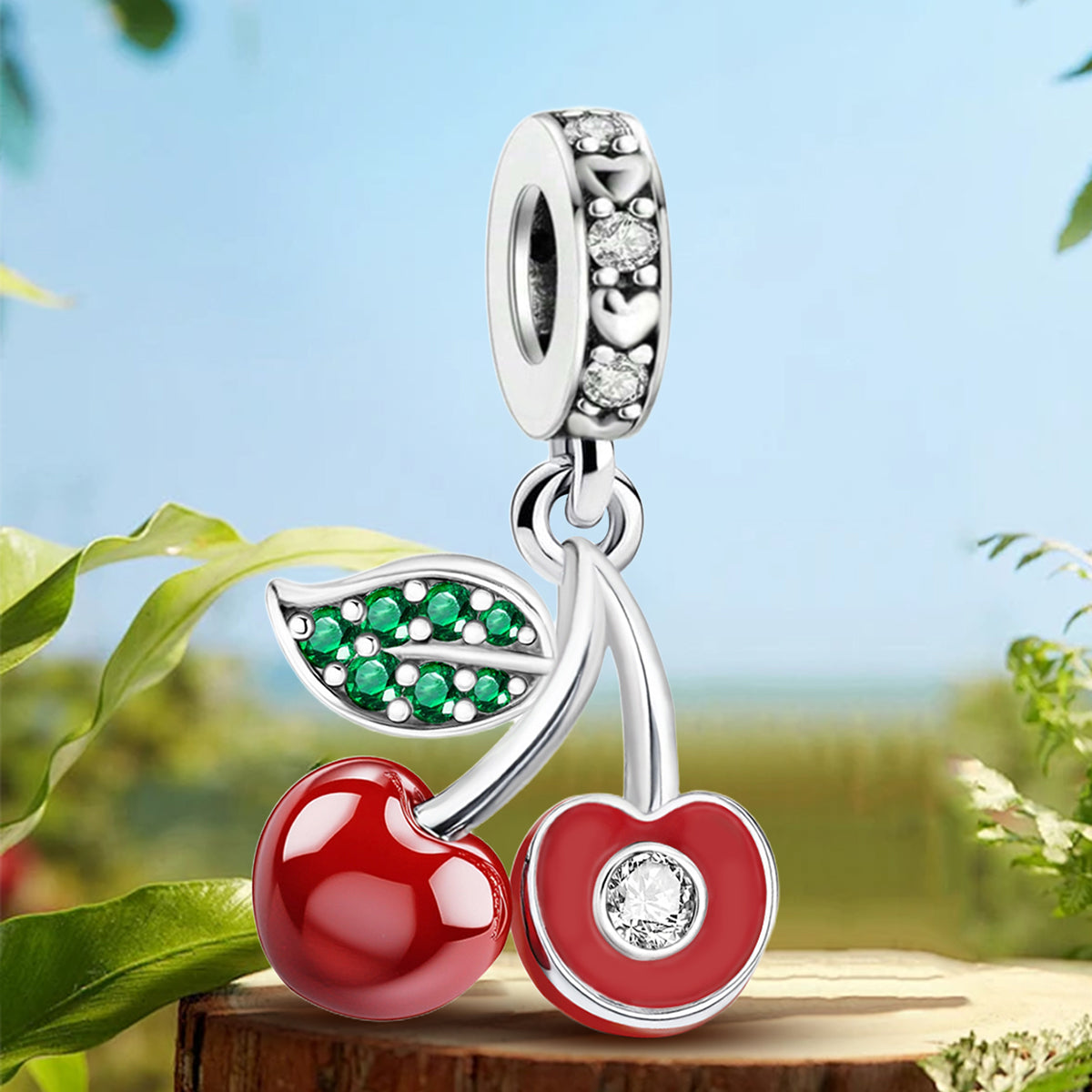 925 Sterling silver cherry charm bead