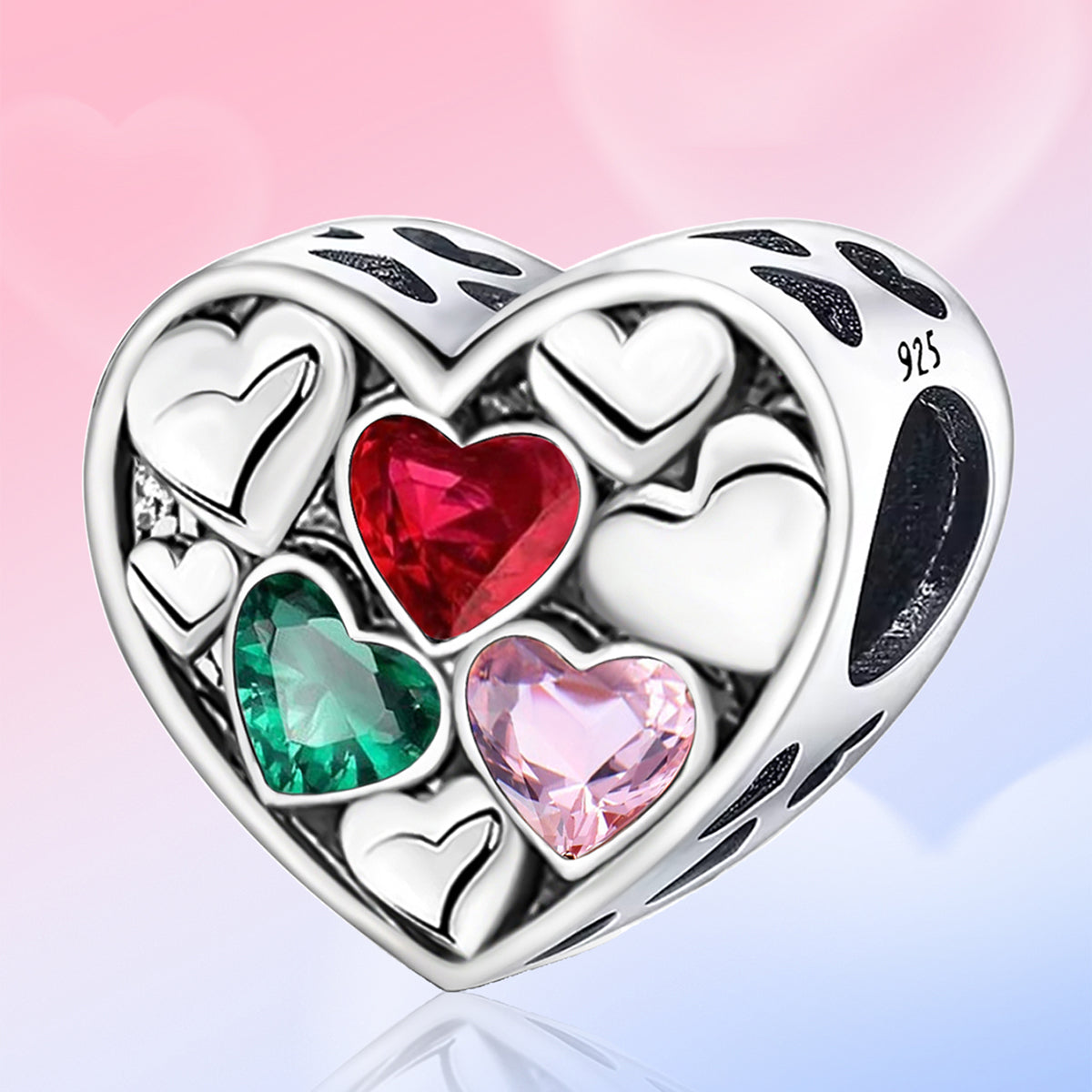 925 Sterling silver heart  charm bead
