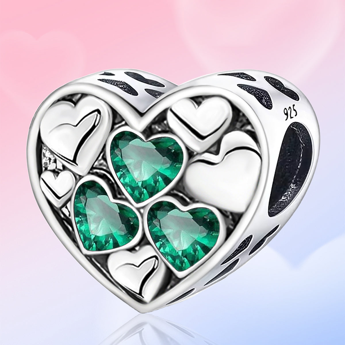 925 Sterling silver heart  charm bead