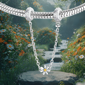 Leaf and Daisy Safety Chain (with Rubber Ring) | Blackened Deep Golden Zircon
