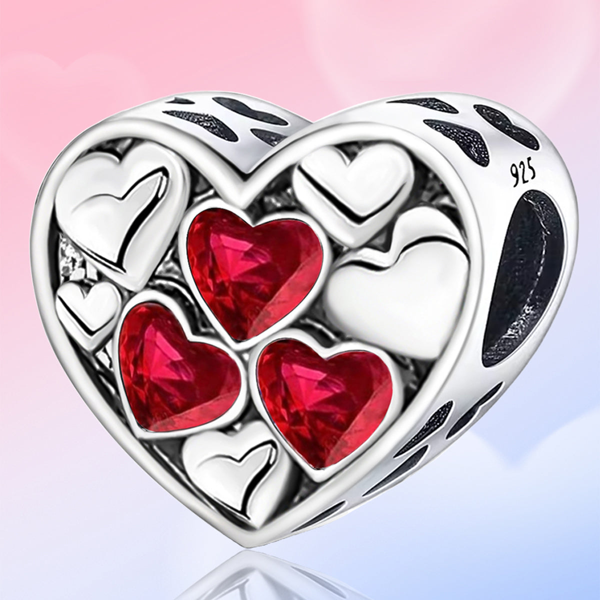 925 Sterling silver heart  charm bead