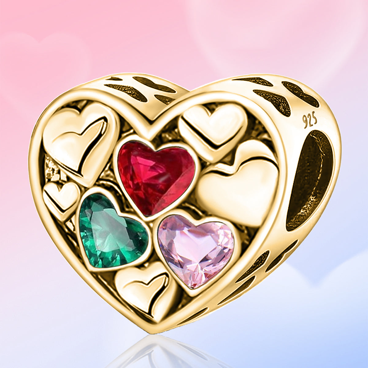 925 Sterling silver heart  charm bead