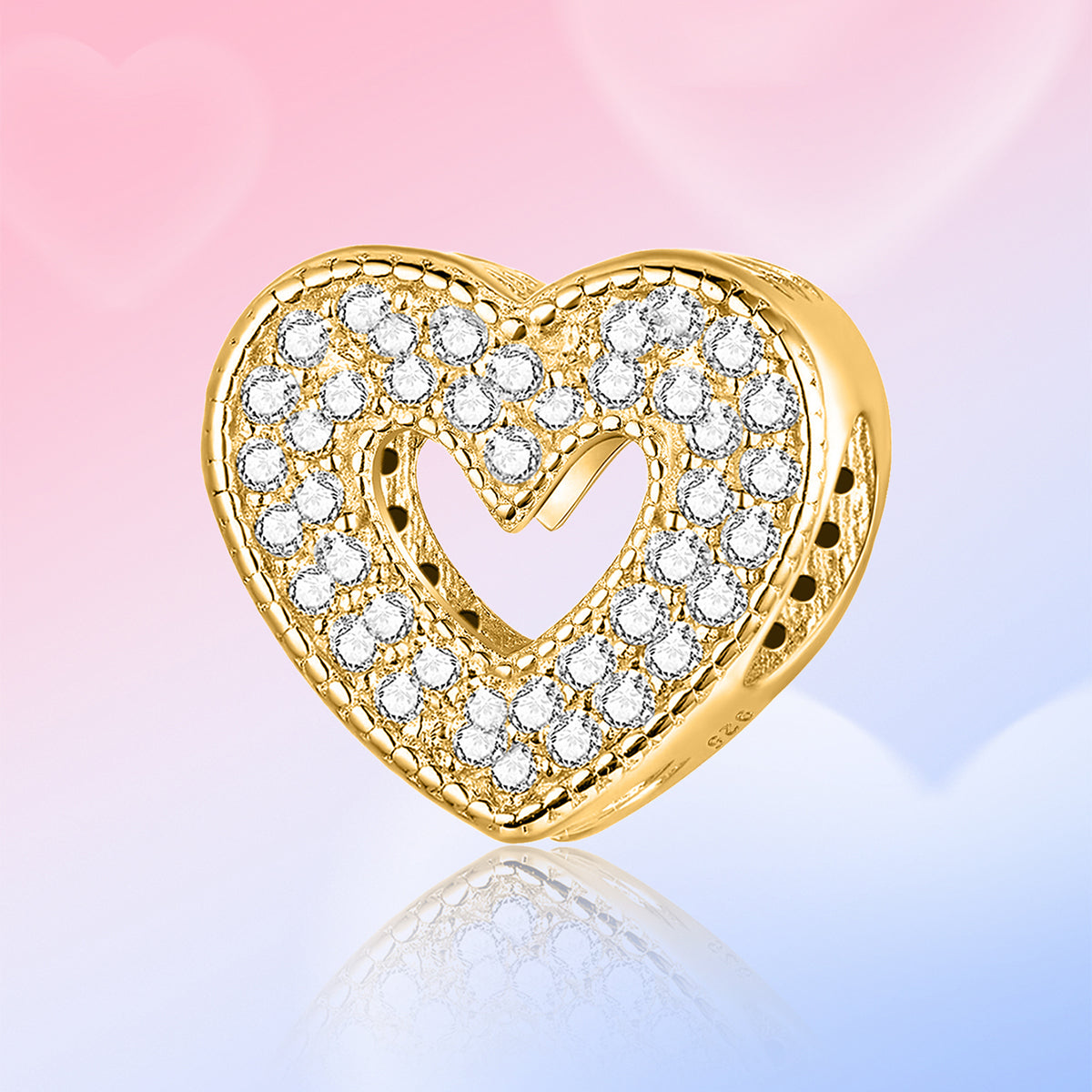 925 Sterling silver heart  charm bead