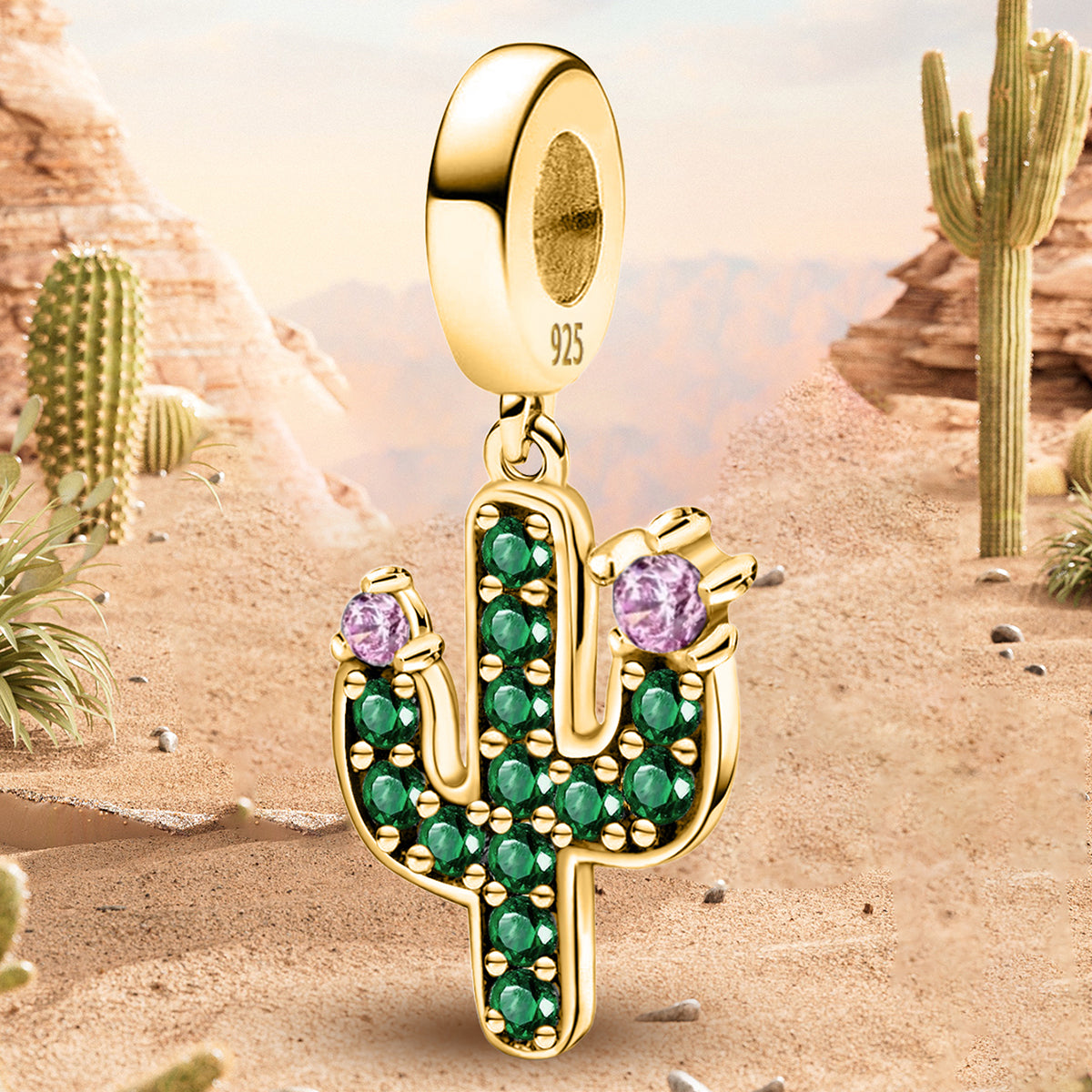 925 Sterling silver cactus bead