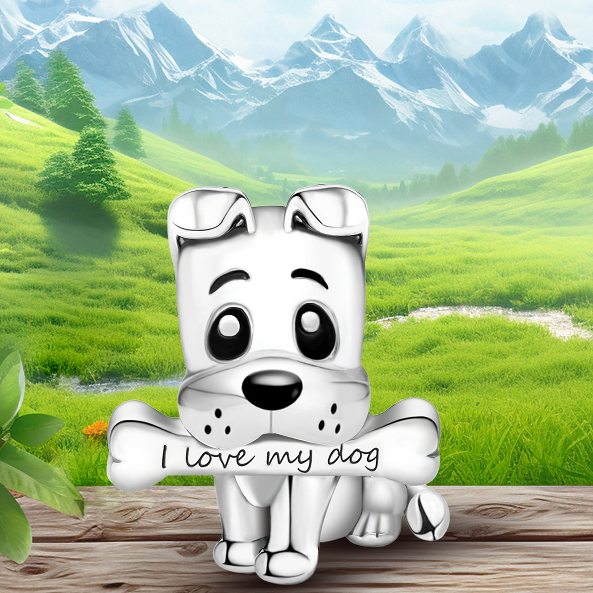 925 Sterling silver dog bead