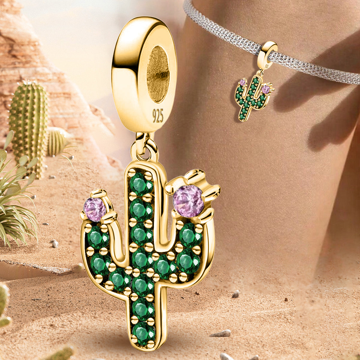 925 Sterling silver cactus bead