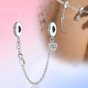 Infinity Heart Safety Chain (with Rubber Ring) | Black and White Zirconia