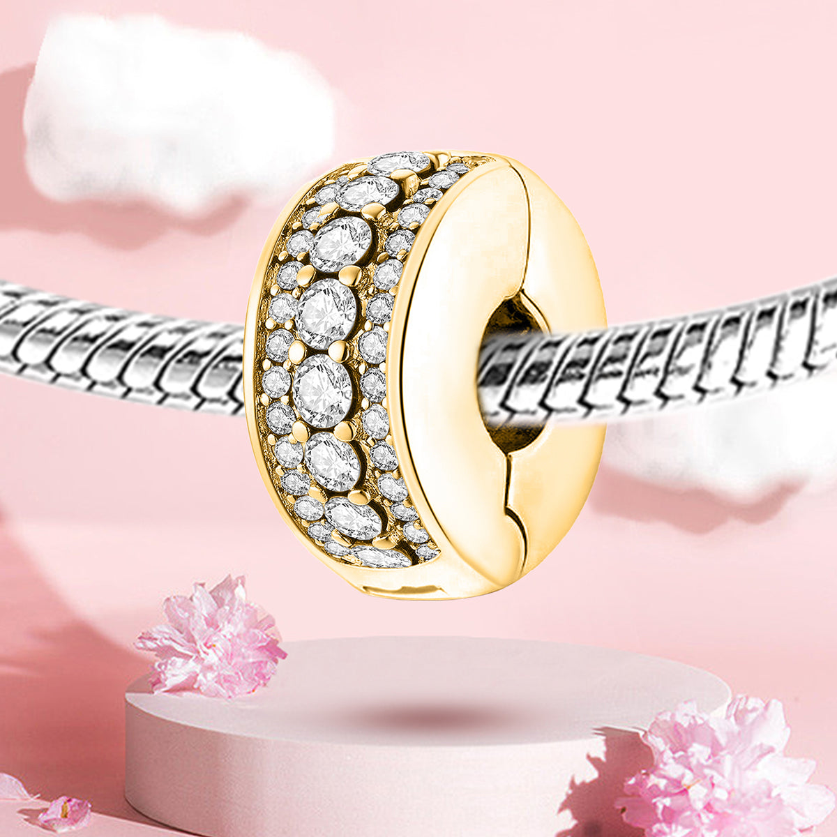 925 Sterling silver round  charm bead