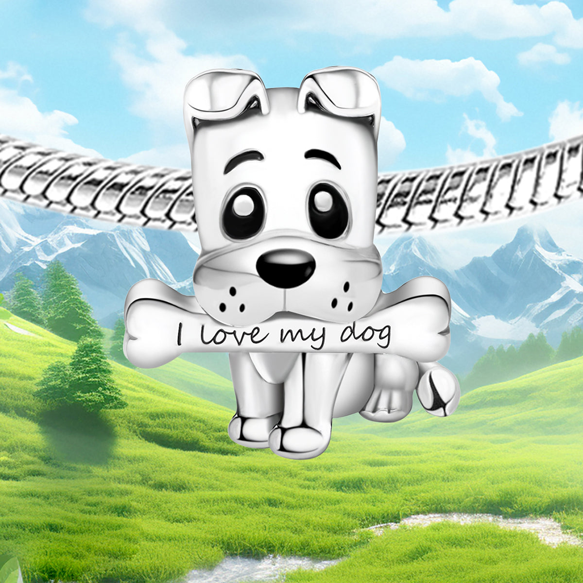 925 Sterling silver dog bead