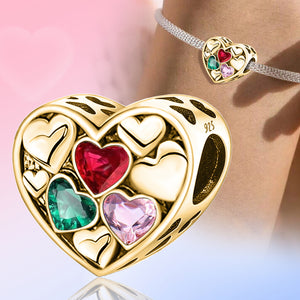 Heart-to-Heart Beads | Gold Base + Colored Zirconia