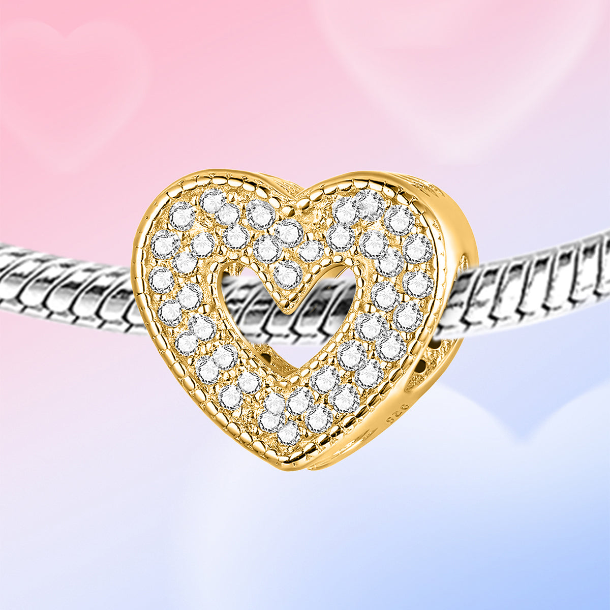 925 Sterling silver heart  charm bead