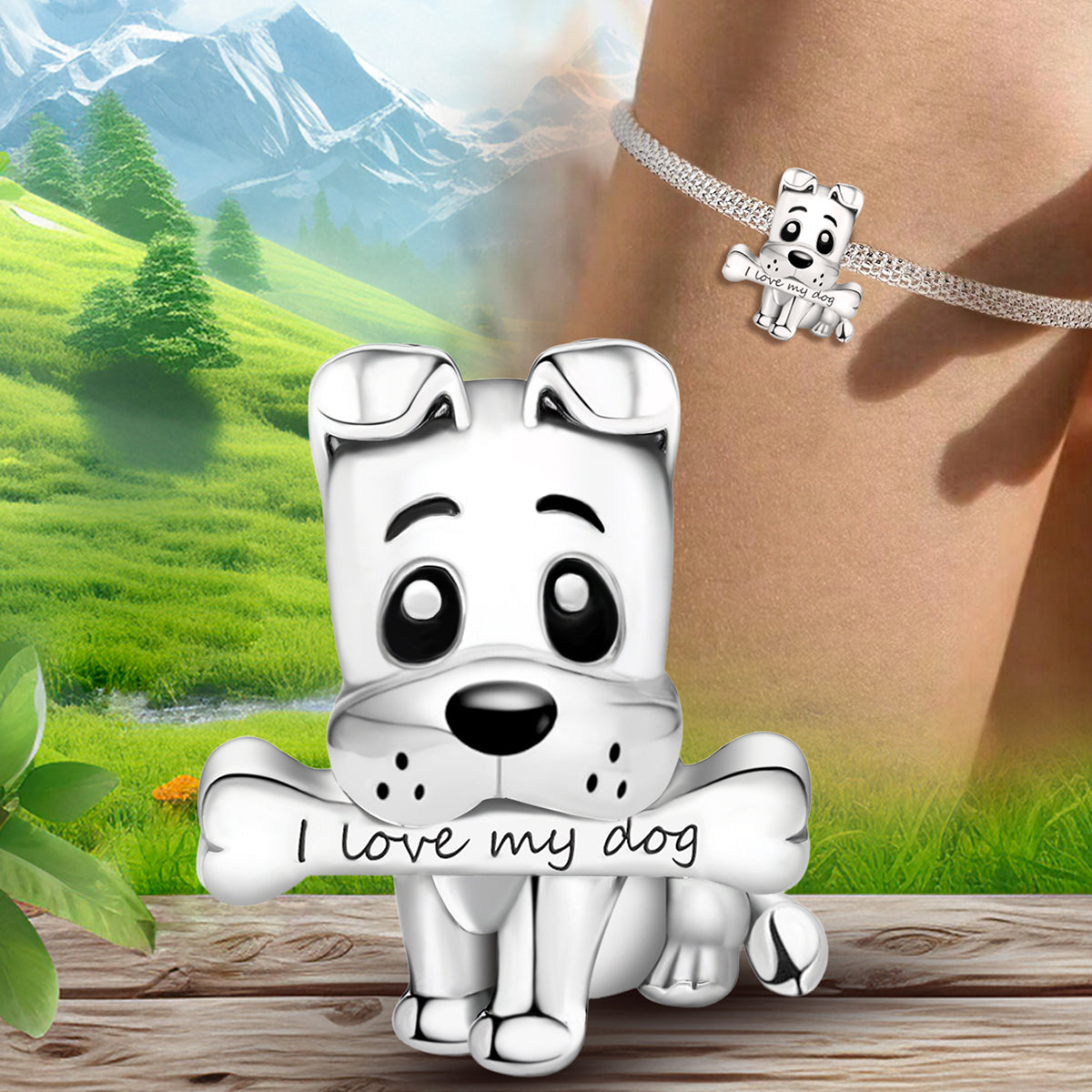 925 Sterling silver dog bead