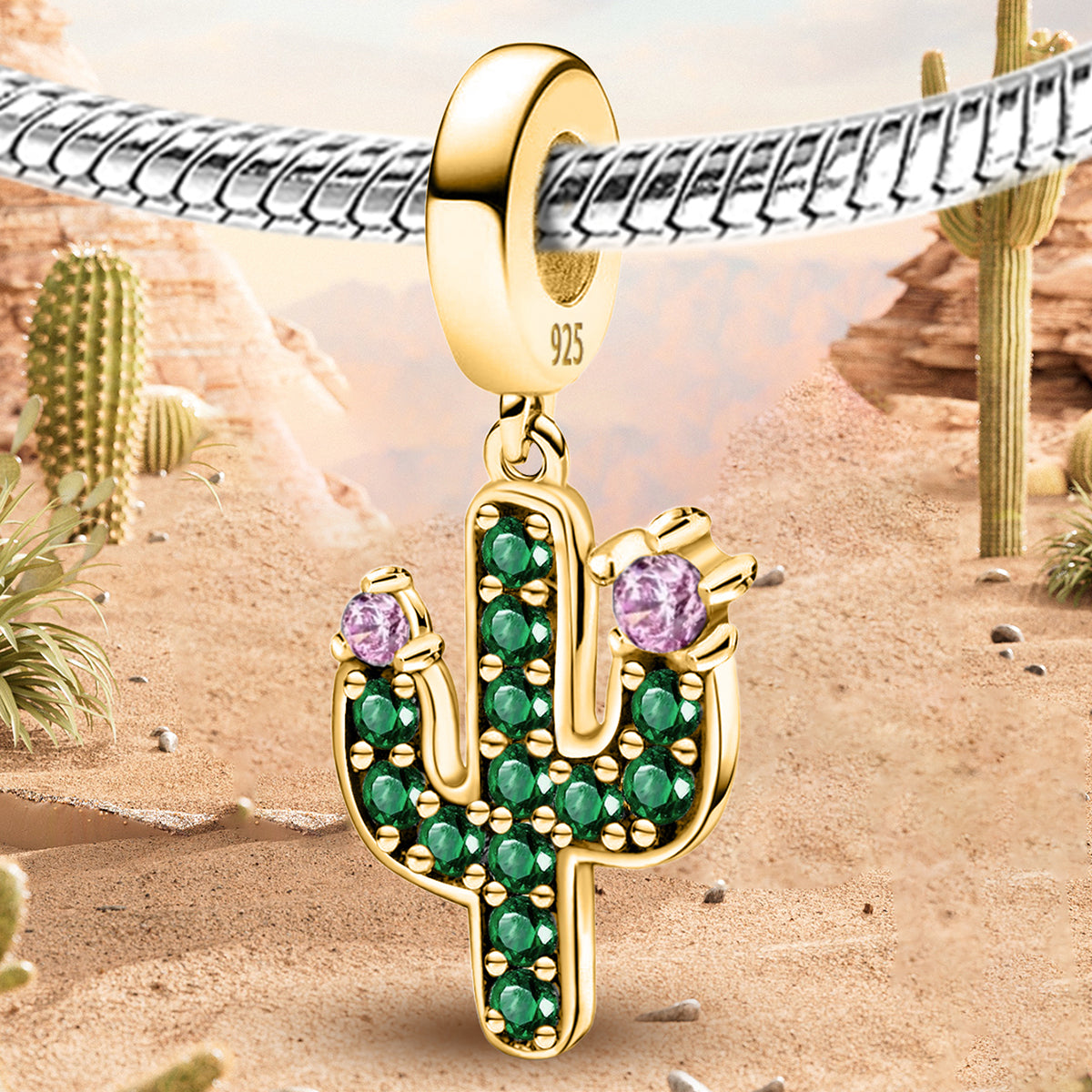 925 Sterling silver cactus bead