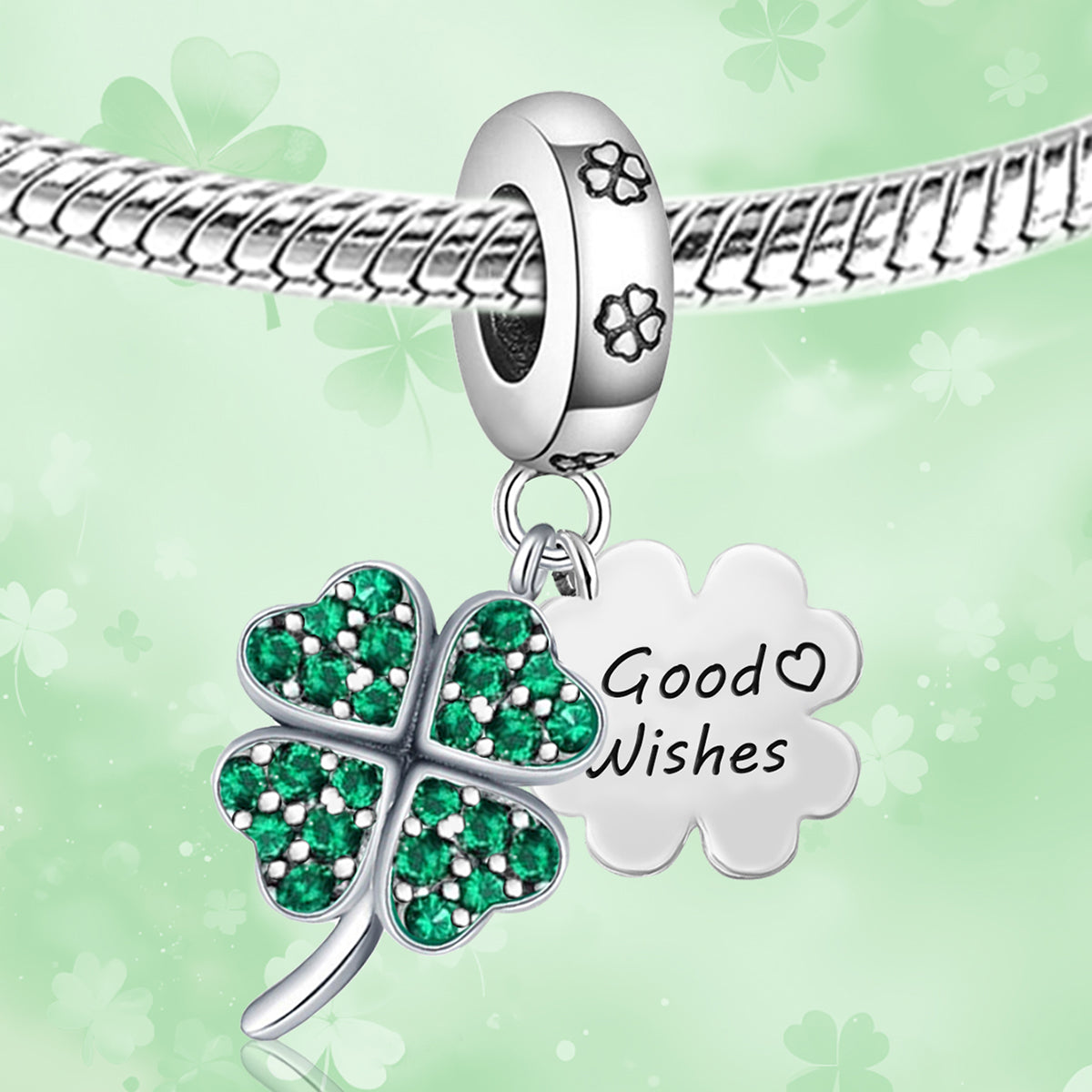 925 Sterling silver four-leaf clover charm bead