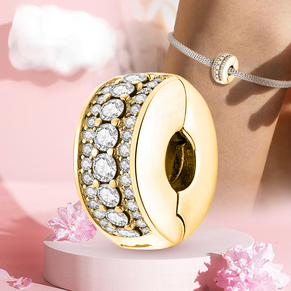 925 Sterling silver round  charm bead